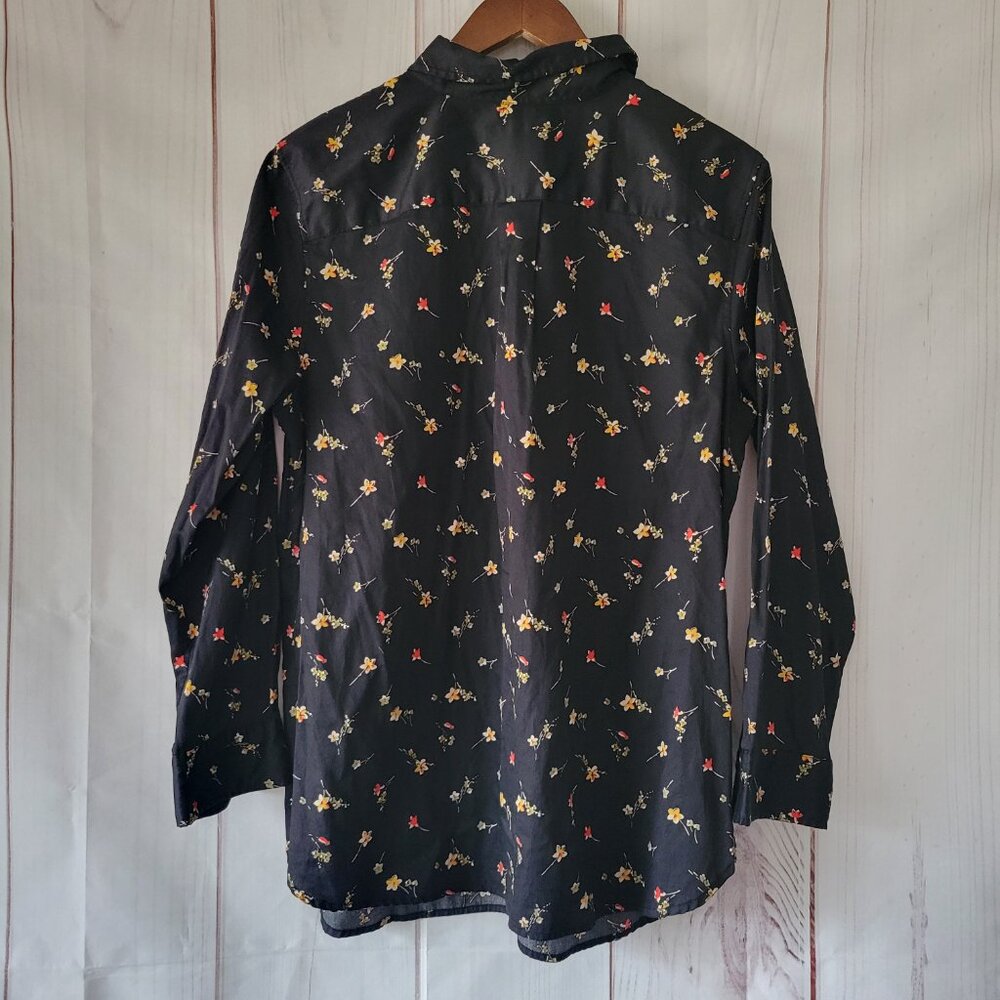 Lauren Ralph Lauren Black Floral Print Blouse, 100% Cotton, Women’s 1X, Floral - Picture 4 of 9